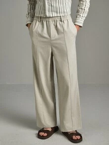 Calmiston Men's Casual Versatile Straight Leg Pants Formal Old Money Casual Versatile Daily Wear Office Pants - Grey - View 4