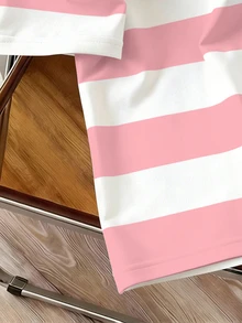 Manfinity Joysei Men's Contrast Stripe & Letter Print Polo Shirt - Baby Pink - View 5