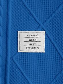 EASEVO Men's Plus Size Loose Knit Wheat Ear Argyle Long Sleeve Crew Neck T-Shirt - Blue - View 3