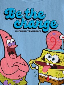 SpongeBob SquarePants | SHEIN Young Boy Cartoon Print Crew Neck Short Sleeve T-Shirt - White - View 6
