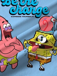 SpongeBob SquarePants | SHEIN Young Boy Cartoon Print Crew Neck Short Sleeve T-Shirt - White - View 3