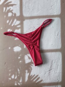 Swim Chiccia 1 pieza Braguita de bikini de unicolor para mujer, diseño minimalista - Rojo violeta - Ver 2