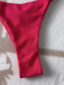Swim Chiccia 1 pieza Braguita de bikini de unicolor para mujer, diseño minimalista - Rojo violeta - Ver 3