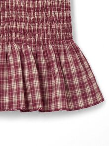 Nöista Pink Plaid Ruffled Top With Frills, Perfect For A Youthful Look,Sweet And Elegant,Suitable For Everyday Wear, Parties,Outings,Fall Winter. - Burgundy - View 9