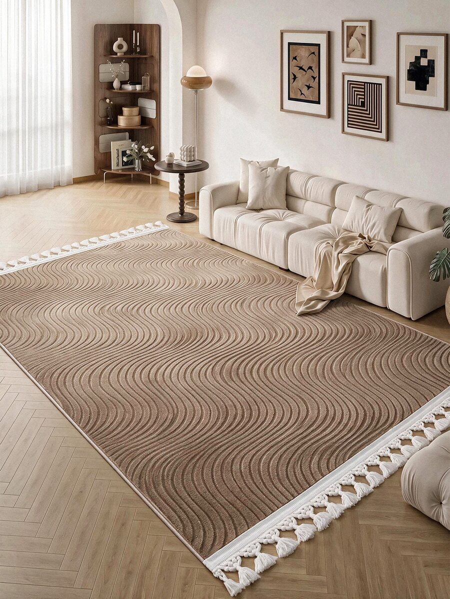 Washable Non-Slip Decorative Thin Carpet Without Tassels, Suitable For Living Room, Kitchen, Hallway, Bathroom, Size 40x60 - 200x900 Cm - Brown - View 1