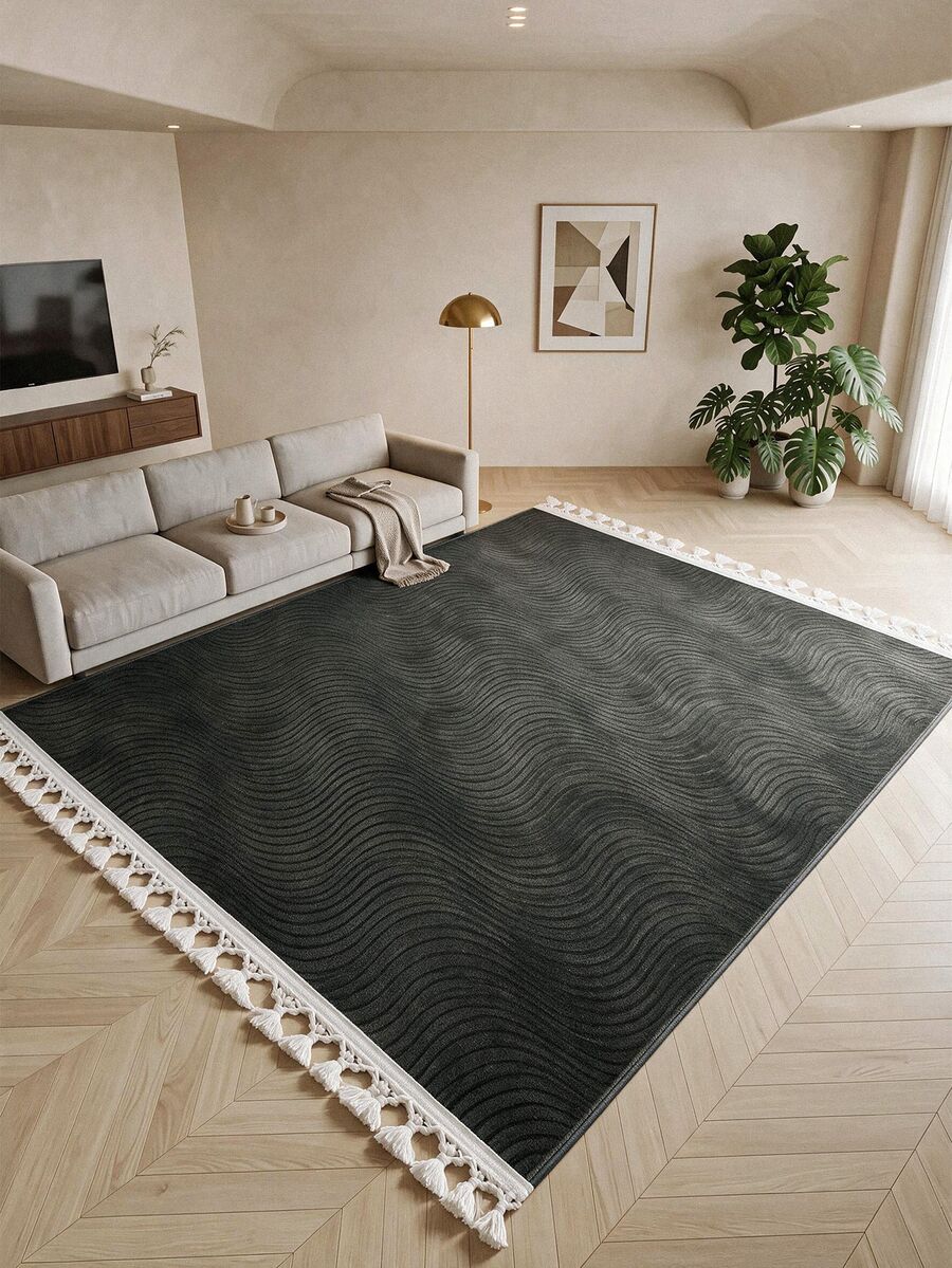 Washable Non-Slip Decorative Thin Carpet Without Tassels, Suitable For Living Room, Kitchen, Hallway, Bathroom, Size 40x60 - 200x900 Cm - Dark Grey - View 1