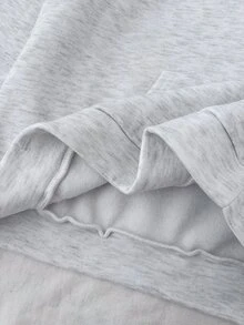 SHEIN Tween Girls Knit Light Tween Girl Gray Patchwork Printed Pattern Bow Embroidery Hooded Autumn Winter Sweatshirt - Light Grey - View 6