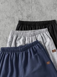 SHEIN Coolqubz Vacaura 男孩青少年四季新款休閒寬鬆運動風極簡黑色拼色百搭直筒長褲運動褲 - 彩色 - 查看 3