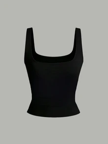 Teen Girls Simple Casual Square Neck Tank Top, 1pc Random, Suitable For Summer, Spring And Summer, Comfortable And Easy, Family Outings, Casual Sports - Multicolor - View 7