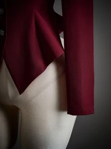 SHEIN ICON Women's Elegant Button Cut-Out Sexy Blazer - Burgundy - View 8