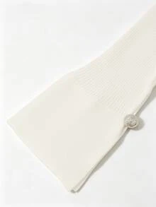 Balvessa 2000s French Style Slim Fit Vintage Pleated Women's Sweater, Spring/Autumn - White - View 4