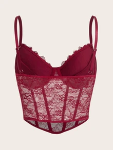 SHEIN ICON Lace Cami Top - Burgundy - View 2