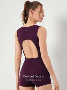 GLOWMODE Rompi Olahraga Bodysuit FeatherFit™-Air 2,6 inci, Menyerap Keringat, Cepat Kering, Pengontrol Perut, Potongan Belakang, dengan Kantong Samping dan Pegangan Anti Selip untuk Yoga dan Pilates. - ceri cola - View 4