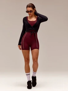 GLOWMODE Summer Ease Lightweight Quick-Dry Open-Back Bodysuit With Adjustable Back Straps Anti-Slip Grips Yoga Pilates Studio Daily Active Wear - Burgundy - View 8