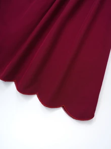 Fairmaia Gaun Festival Bir Elegan Model A-Line dengan Bordir dan Desain Baru yang Mengencangkan Pinggang - Burgundy - View 10