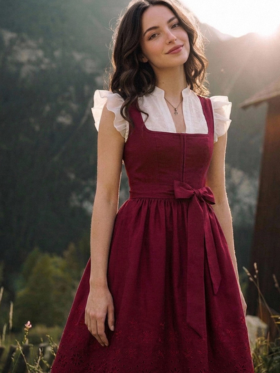 Fairmaia New Design Embroidered Waist-Cinching Slimming A-Line Elegant Beer Festival Dress
