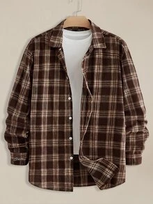 EASEVO Plus Plaid Print Button Up Shirt Without Tee - Multicolor - View 2