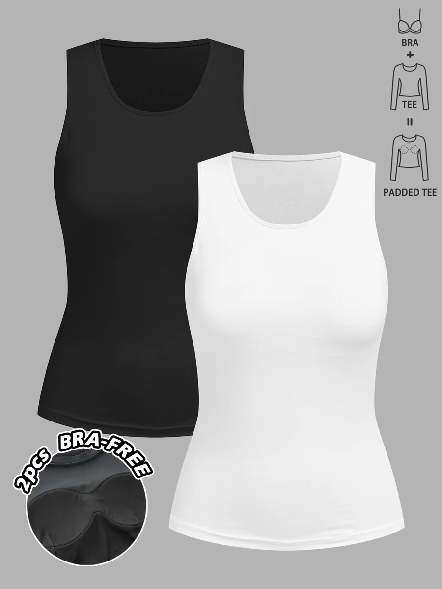 Tseoso Casual Minimalist Style Women's Padded Tank Top, All-Season Versatile Base Layer - Multicolor - View 1