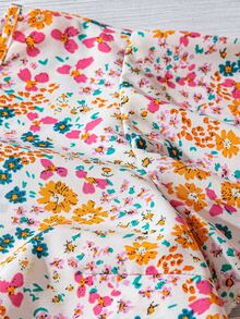 EMERY ROSE Blusa de corte regular con estampado floral menudo, con diseño de mangas con volantes, adecuada para vacaciones/casual/trabajo - Multicolor - Ver 5