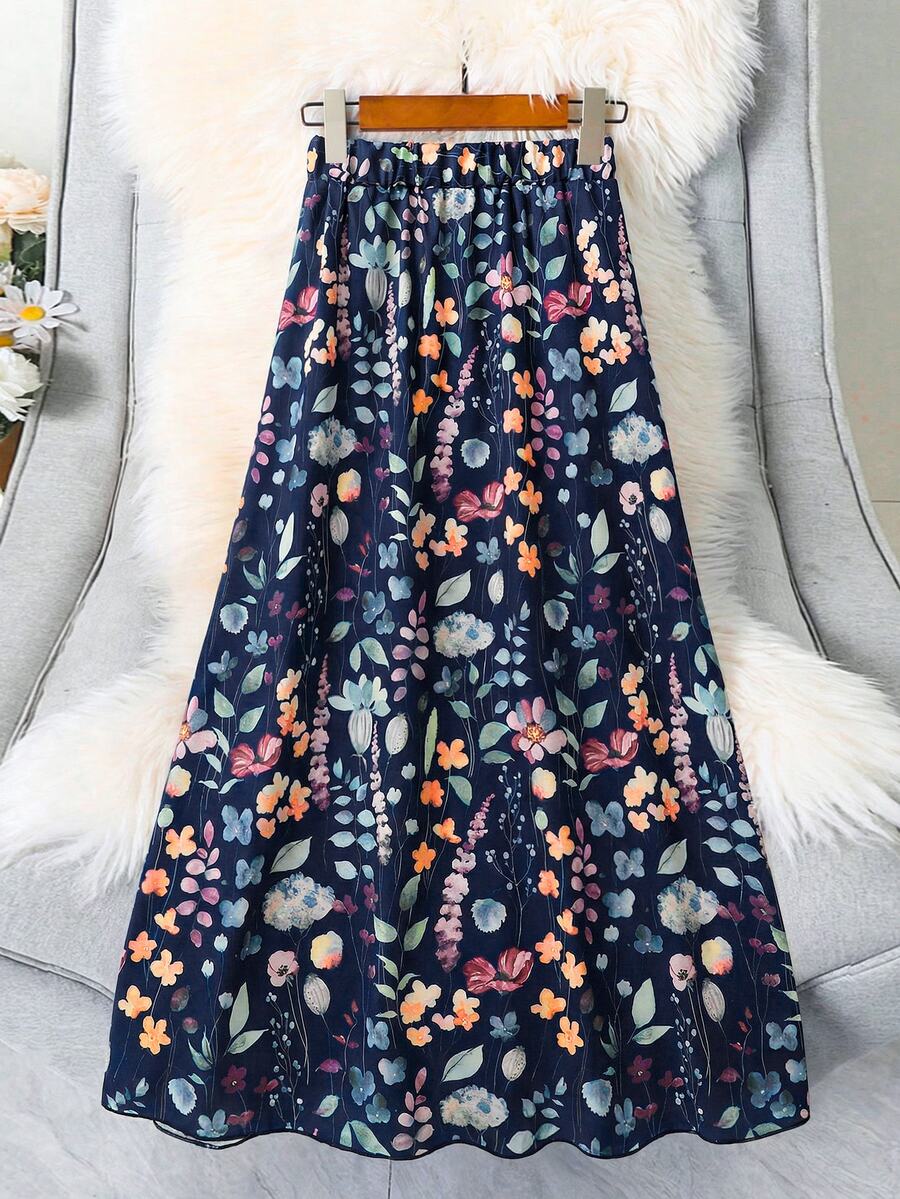SHEIN LUNE 女士休闲碎花半身裙 - 彩色 - 查看 1