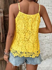 EMERY ROSE Women's Fashion Lace Camisole Versatile Vacation Beach Wear - Yellow - View 2