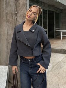 BiaLiraa 秋季新款宽松休闲女式风衣外套 - 灰色 - 查看 5