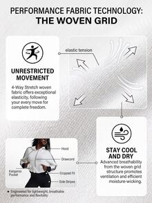 Innovista Innovista Women's Loose Fit Pullover Sweatshirt Mesh Back Breathable Drawstring Hem Lightweight Gym Running Yoga Training Athleisure Activewear - White - View 8