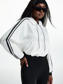 Innovista Innovista Women's Loose Fit Pullover Sweatshirt Mesh Back Breathable Drawstring Hem Lightweight Gym Running Yoga Training Athleisure Activewear - White - View 4