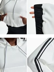 Innovista Innovista Women's Loose Fit Pullover Sweatshirt Mesh Back Breathable Drawstring Hem Lightweight Gym Running Yoga Training Athleisure Activewear - White - View 9