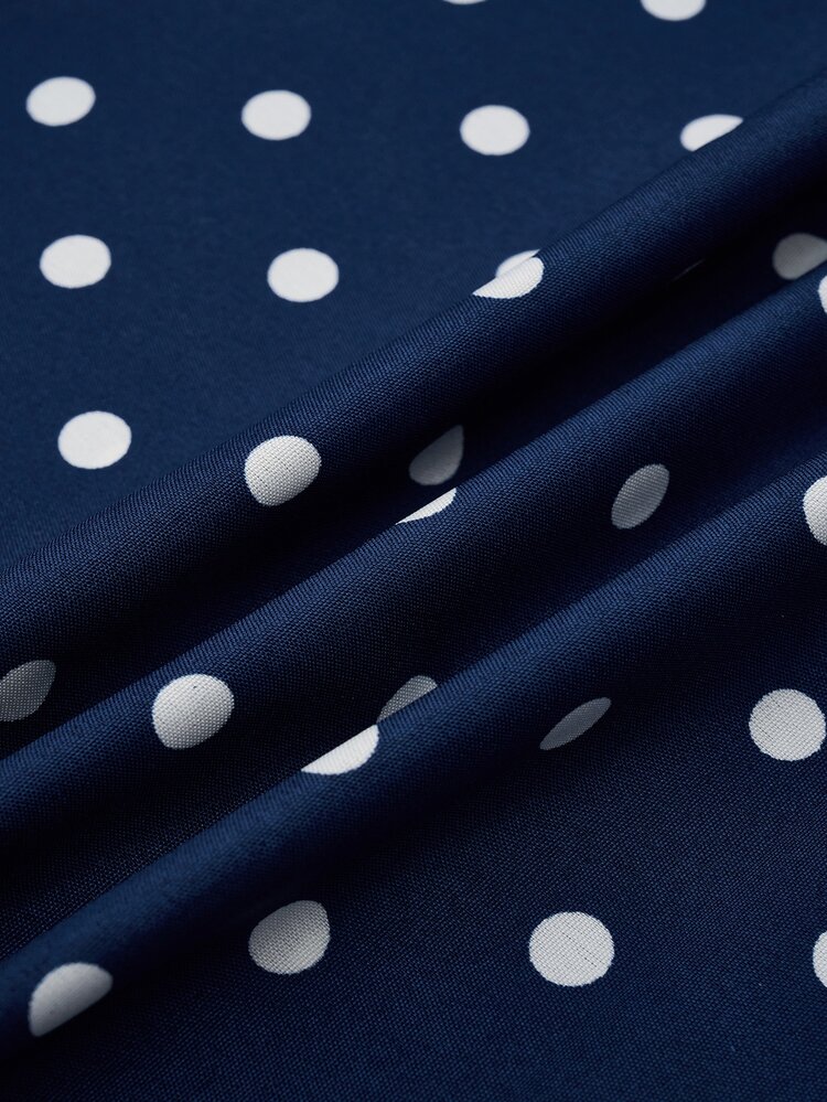 EMERY ROSE Women's Polka Dot Printed Dress Maxi Women Outfit - Navy Blue - View 4