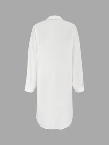 EMERY ROSE SHEIN LUNE Pleated Long Button Down Women's Shirt With Drop Shoulder Design,Teacher Shirts Fall Cloth For Women - White - View 2