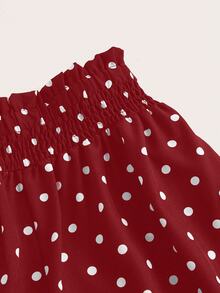 EMERY ROSE Women's Fashion Casual Polka Dot Print Wide Leg Pants - Red - View 4
