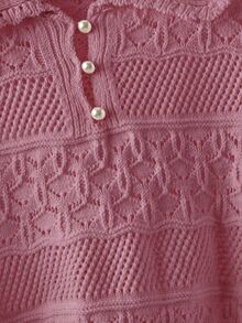 EMERY ROSE New Arrival European And American Fashion Mixed Color Knit Sweater Top - Rose Red - View 7