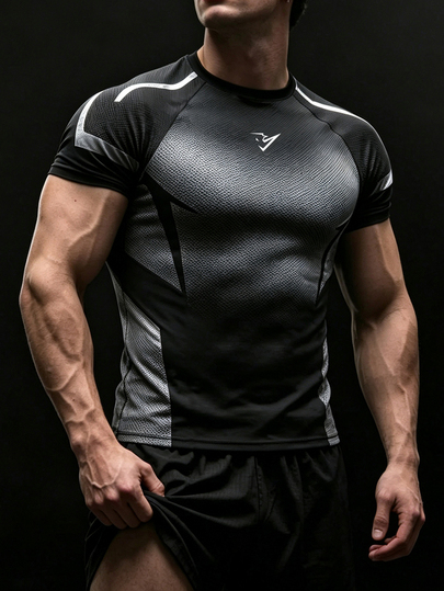 GymBeat تي شيرت رجالي بتصميم كتل لونية كاجوال متعدد الاستخدامات للسفر اليومي والرياضة