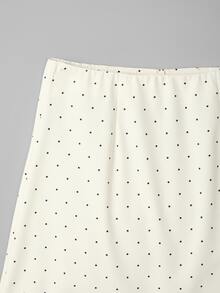 EMERY ROSE Women's Polka Dot Casual Versatile Date & Outing Mini Skirt - Apricot - View 4