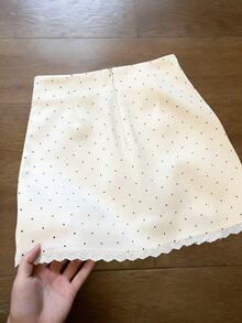 EMERY ROSE Women's Polka Dot Casual Versatile Date & Outing Mini Skirt - Apricot - View 2
