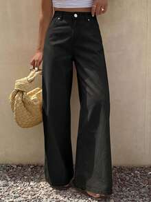 DAZY Women's Loose Casual Straight Leg Jeans, New Summer Style - Black - View 6