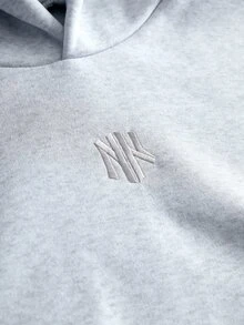 PAVTROS 男士街頭風熱銷拼接解構風 3D 刺繡 Logo 連帽衛衣套裝，男友/丈夫禮物，週年紀念禮物 - 淺灰色 - 查看 5