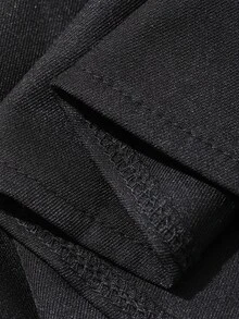 FRIFUL Women's Solid Color Ruffle Hem Slit Hem Elegant Skirt Cute Tops - Black - View 2