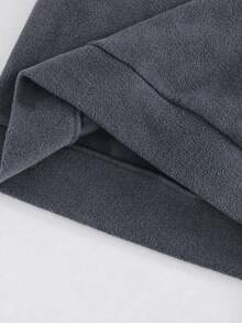 SHEIN 青少年男孩冬季街頭風休閒拼接撞色刺繡圓領寬鬆套頭抓絨衛衣，適合秋季校園、運動與日常穿著 - 深灰色 - 查看 9