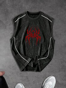 Gym Rark Men's Spider Pattern Casual Daily Travel Sports Tank Top, Gym - Black - View 3