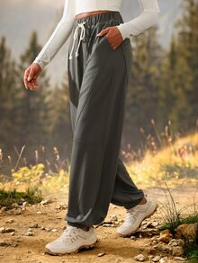 Exploreva Women's Casual Sports Outdoor Long Pants - Dark Grey - View 3