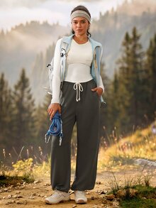 Exploreva Women's Casual Sports Outdoor Long Pants - Dark Grey - View 7