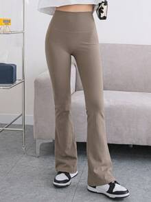 DAZY Women's Casual Versatile Solid Color High Waist Leggings - Mocha Brown - View 7