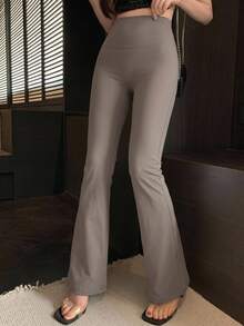 DAZY Women's Casual Versatile Solid Color High Waist Leggings - Mocha Brown - View 8