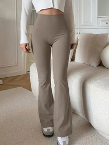 DAZY Women's Casual Versatile Solid Color High Waist Leggings - Mocha Brown - View 4