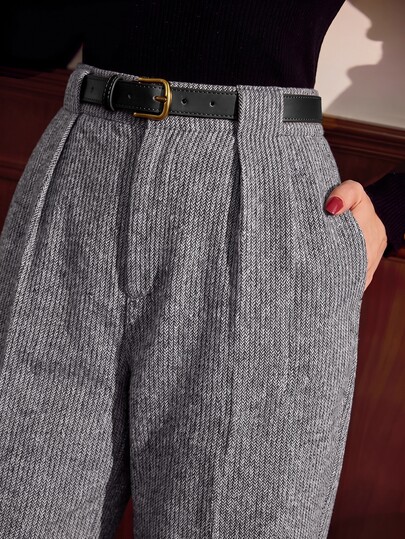 Vintamour Vintage Casual Elegant Women's Corduroy Pants Pockets Belt Work Office Teachers' Day Saudi National Day Grey New Year Fall Autumn Winter Workwear