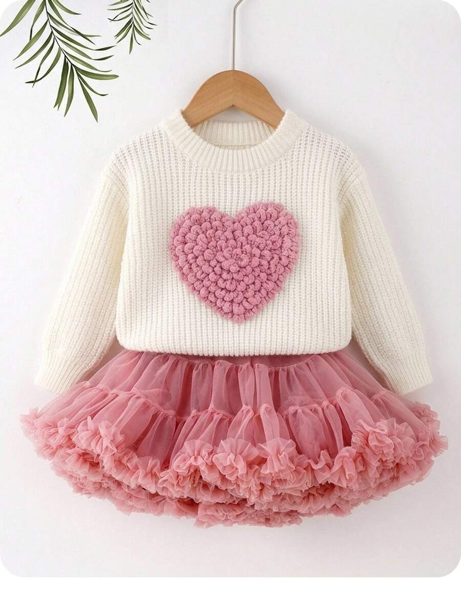 Baby Girl Autumn/Winter Casual 3D Heart Sweater Autumn Pull Sweaters ,Fall Sweaters - Multicolor - View 1