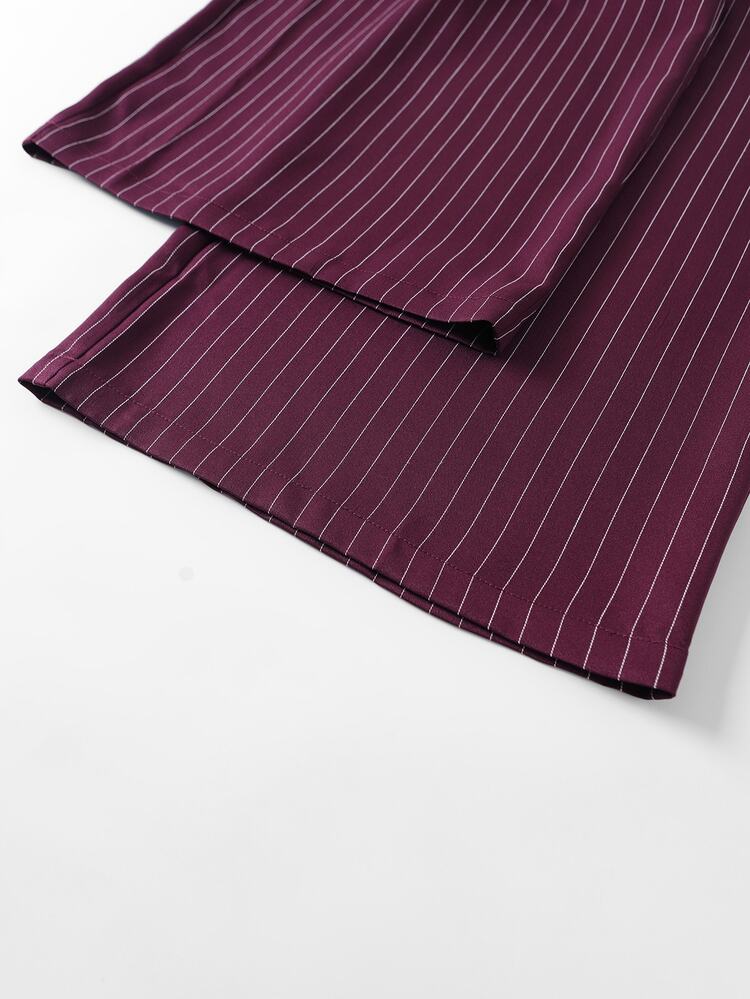 GlowEve CURVE Plus Size Women Striped Print Elegant Wide Leg Spring/Summer Pants Fall - Burgundy - View 4