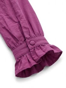 Nöista Ruffle Blouse With Lace Trim And A Peplum Hem. Blouse For Office Wear, Holiday,Day-To-Night, Winter,Fall, Autumn, Formal Event, Back School. - Purple - View 9